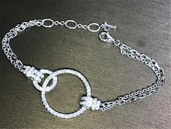 90% OFF Real Argint 925 Brățară Brățară Farmec Pave Diamond Bratari Pentru Femei de Mireasa de Logodna Bijuterii de Nunta Cadou