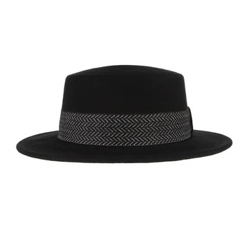 GEMVIE Lână Pălărie Luntraș Mediu Refuz Plat Coroana Simțit Fedora Pentru Femei/Om de Toamna Iarna Biserică Pălărie Cu Bandă Neagră