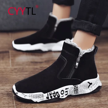 CYYTL Men Sport Funcționare Adidași de Moda de Tenis de Înaltă Top Blană Cald Iarna Pantofi Scrisori Model de Designer Coș de Siguranță Homme