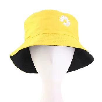 Vara Margarete Găleată Pălărie Femei Barbati din Bumbac Moda Băiat Trist Capac Fete față-Verso daisy Bob de Soare Femme Florale Pălărie Panama