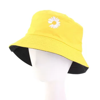 Vara Margarete Găleată Pălărie Femei Barbati din Bumbac Moda Băiat Trist Capac Fete față-Verso daisy Bob de Soare Femme Florale Pălărie Panama