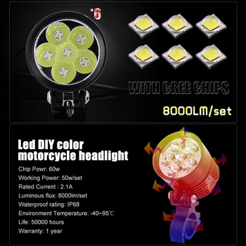 2 buc Universal L6X LED DIY Motocicleta Bec far Motocicleta Impermeabil Ceață Loc 8000LM Moto lumina Reflectoarelor pentru Suzuki /Honda 12V