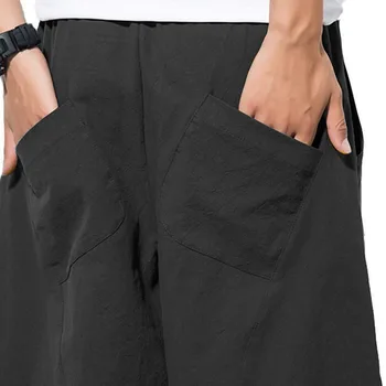 De Vară 2020 Bărbați Pantaloni De Bumbac Linho Verao Homens Liber Drept Pantaloni Barbati De Moda Solide Harem Pantaloni Lenjerie Pantaloni