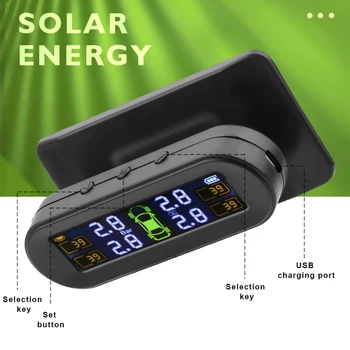 Masina de monitorizare a Presiunii în Pneuri Avertizare Temperatura Combustibil Salva Solare TPMS a Presiunii în Anvelope Sistemul de Monitorizare Cu 4 Senzori Externi