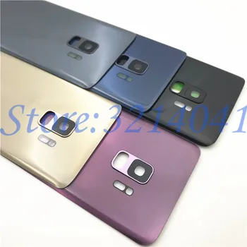 Pentru Samsung Galaxy S9 G960F & S9 Plus G965 S9+ Spate Capac Baterie Ușa din Spate Locuințe Caz, Înlocuiți+spate aparat de Fotografiat Lentilă de Sticlă+Logo