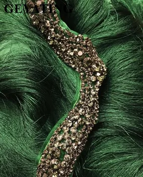 Arabă Ondulat Verde Smarald Ciucure Rochie de Seara Sirenă Timp de Cristal de pe Umăr Femei Elegante Formale Rochii de Bal în Dubai
