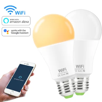 WiFi inteligent Bec Estompat LED Lumina E27 B22 15W Inteligent Lampă Becuri AC85-265V Voice Control WiFi Funcționează cu Amazon Alexa de Start Google