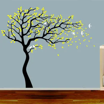 Alb Suflare Copac Păsări Detașabil Autocolante de Perete Decalcomanii de Perete copii pentru Copii Art Decor DIY Auto-adeziv Tapet Mural JW195C