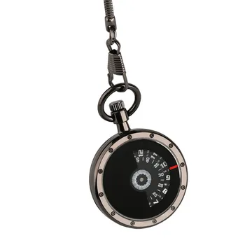 Vintage Negru Cifre Timp de Citit Retro Cuarț Ceas de Buzunar Cu 30cm Lanț Fără înveliș de Design Bărbați Ceasuri Creative Ceas Cadouri