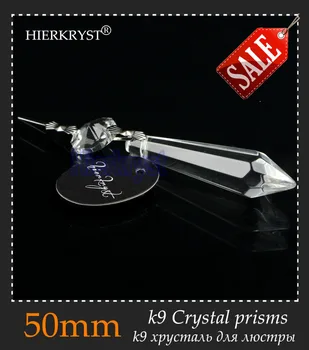 HIERKRYST 50 buc/lot Clar Candelabru cu Cristale de Sticlă Lampă Prisme Părți Pandantive Suspendate 50mm 2