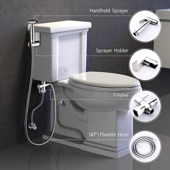 Handheld Pulverizator din Oțel Inoxidabil Parte Bideu Robinet pentru BathroomHandheld Toaletă, Bideu Pulverizator Set Kit Cap de Duș cu Auto-Curățare