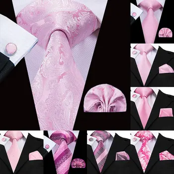 Hi-Cravată de Mătase pentru Bărbați Cravată Roz Piersica Florale Nunta Cravata pentru Barbati de Lux cu Cravata, Batista Buton de Design de Moda de Afaceri
