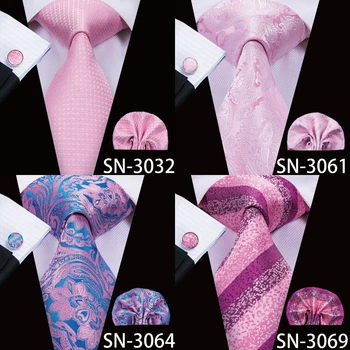 Hi-Cravată de Mătase pentru Bărbați Cravată Roz Piersica Florale Nunta Cravata pentru Barbati de Lux cu Cravata, Batista Buton de Design de Moda de Afaceri