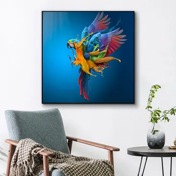 Zbor colorate Papagal Panza Pictura Arta Abstractă Postere si Printuri Păsări Imaginile pentru Camera de zi Decor de Perete de Arta Cuadros