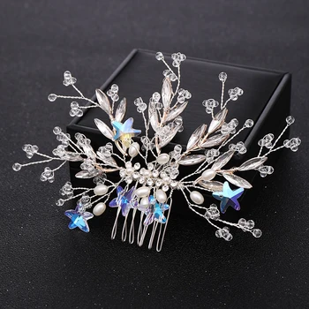 Trendy Steaua de Cristal Stras Nunta Piepteni de Păr Accesorii de Par pentru Mireasa tiara diadema ornamente de Păr de Păr Femei Bijuterii