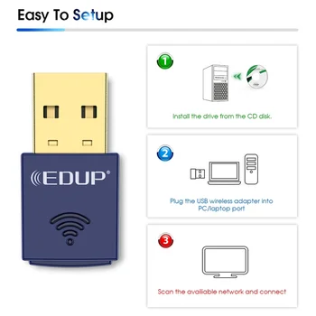 EDUP 150Mbps USB Adaptor WIFI pe 2.4 Ghz BluetoothWireless Mini WiFi Receptor Wi-Fi USB Card de Rețea Ethernet pentru PC, Laptop, Desktop