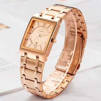 WWOOR Top Brand de Lux Ceasuri Brățară Pentru Femei a Crescut de Ceas de Aur Piața de Moda Cuarț Ceas Doamnelor Rochie Elegant Încheietura Ceasuri