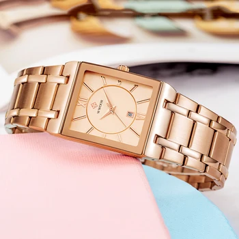 WWOOR Top Brand de Lux Ceasuri Brățară Pentru Femei a Crescut de Ceas de Aur Piața de Moda Cuarț Ceas Doamnelor Rochie Elegant Încheietura Ceasuri
