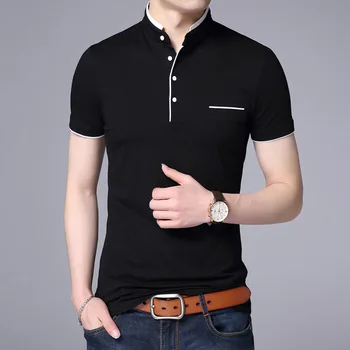 2021 Moda Barbati Mandarin Guler T-Shirt de Bază tricou Barbat Maneca Scurta Tricou Casual, Slim Fit Noi Topuri&Tricouri de Bumbac T-Shirt pentru Bărbați