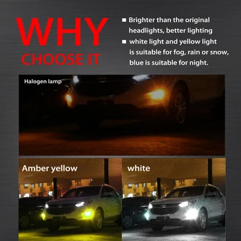 Auto Lumina de Culoare Dual 160W H8 H9 H11, 880 881 Ceață cu LED-uri Becuri de 3000K Galben + Alb 6000K Culori Strobe Bec Lampa COB Bec Kit