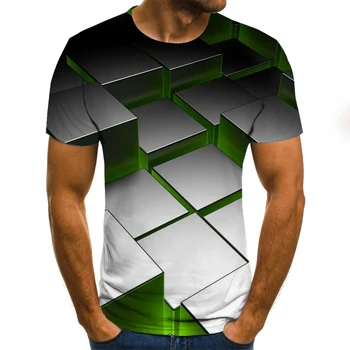 Oameni mari Dimensiuni T-Shirt 2019 Vara Geometrică Cerc 3D Imprimate de Sus Teuri de Moda O-Gat Maneci Scurte Liber Casual Camasi Barbati