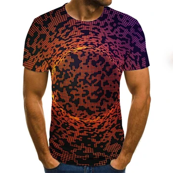 Oameni mari Dimensiuni T-Shirt 2019 Vara Geometrică Cerc 3D Imprimate de Sus Teuri de Moda O-Gat Maneci Scurte Liber Casual Camasi Barbati