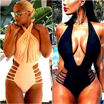 2018 Femei-O Bucată de Costume de baie Adânc V High Cut Monokini costume de Baie pe Plajă Bikini costum de baie dintr-O bucata de costume de Baie Femei Biqunis