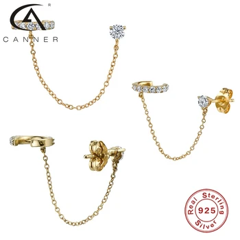 CANNER Conexiune Cercei Pentru Femei S925 Argint Cercei Clip Creativ Diamant Zircon coreeană Bijuterii Fine Pendientes