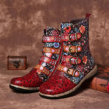 Plus Dimensiune Femei Cizme Femei Toamna Iarna Etnice Pantofi Western Stil Cowboy Europa și Frumos Retro Mici Doamnelor Cizme Florale