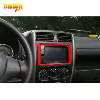 BAWA Interior Semifabricate ABS Consola de Bord cu Navigatie GPS Acoperire Cadru Roșu Autocolante pentru Suzuki Jimny 2011-2017