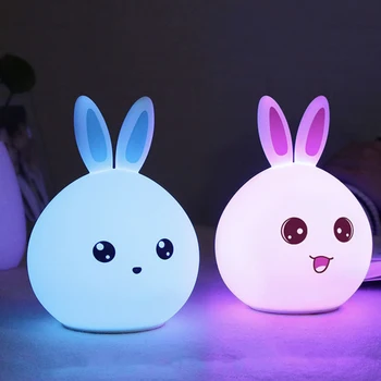 În Formă de animale Drăguț Iepure și Urs Silicon Reîncărcabilă Senzor de Silicon 16 Culoare Lumina de Noapte Pentru Copii