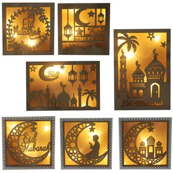 EID Mubarak Luna, Stele, Lumini cu Led-uri HAJJ Ramadan Kareem Islamice Musulmane Festival Petrecere DIY Ramadan Decor pentru Acasă Eid AL Adha