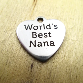 10buc/lot-Lume cel mai bun Nana din oțel inoxidabil farmece - Gravate cu Laser - Personalizate - DIY Farmece Pandantive