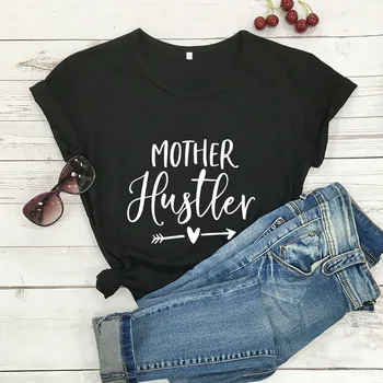 Mama Hustler Imprimate New Sosire Femei Vara Amuzant Casual Bumbac T-Shirt Mama Lift Tricouri Cool Mama Teuri Ziua mamei Cadou