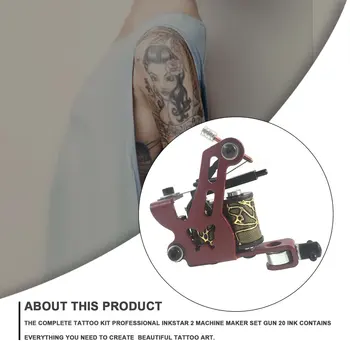 Tatuaj Kit Profesional de 2 Mașini de Set PISTOL de 20 de Cerneală Arma Kituri de Alimentare Ac Mânere Sfaturi Tatuaj Accesorii
