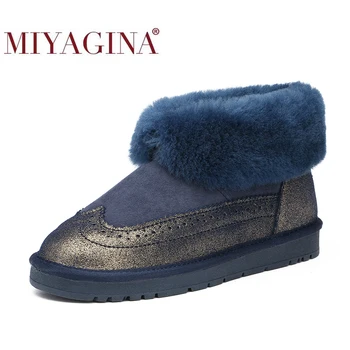 MIYAGINA Top Moda Femei Cizme de Iarna pentru Femei Pantofi piele de Oaie Autentice din Piele Cizme de Zapada Doamna Cald Glezna Pantofi