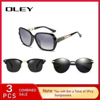 3PCS Combinate de Vânzare OLEY Design de Brand de ochelari de Soare Femei Oglindă Lentile cu Protectie UV Oculos De Sol negru