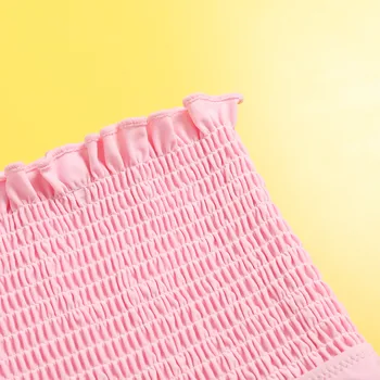 Copil de vara fete solid de culoare tub de top elastic falduri dantelă de top imprimat scară de pește de înot trunchiuri de moda dulce pentru copii costume de baie