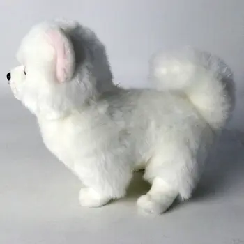 Plus Pomeranian câine papusa Simulare câine animal de pluș jucării super Realist câine jucărie pentru iubitorii de animale de companie de lux decor acasă albă ca zăpada