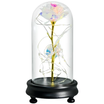 Dropshipping Galaxy a Crescut Veșnică foita de Aur de Flori În Cupolă de Sticlă cu Lumină LED Cadouri pentru Valentine Ziua Mamei Decor Nunta