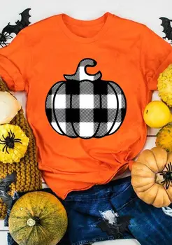 Femei Halloween Carouri Dovleac O-Neck T-Shirt Tee Orange 2019 A Festivalului Tee Haine Supradimensionate Kawaii Drăguț Rave Festivalul De Sus