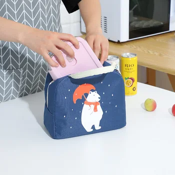 QQD cutie de prânz pentru copii desene animate portabil picnic cooler sac prânz reutilizabile școală termice sac mic dejun sac de izolare
