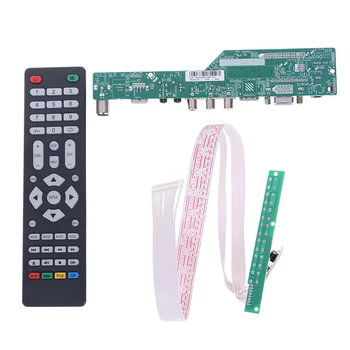 T. V53.03 Universal TV LCD Controller Driver Placa V53 TV Analog TV/AV/ PC /HDMI/USB Media Placa de baza