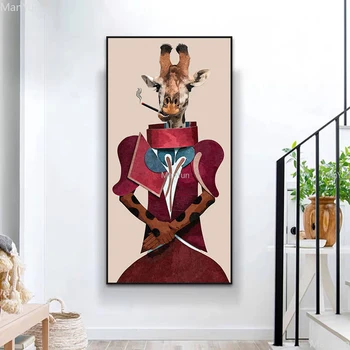 Modern Abstract Nefumători Girafa Postere si Printuri Panza Pictura Print de Arta de Perete pentru Camera de zi Decor Acasă (Fara Rama)