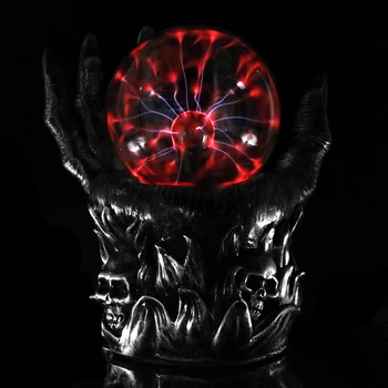 Negru Craniu Parte Tesla Pahar Cu Plasmă Mingea Rășină De Iluminat Lampa De Petrecere Magic Ball Electrostatic Falshing Minge Cadou