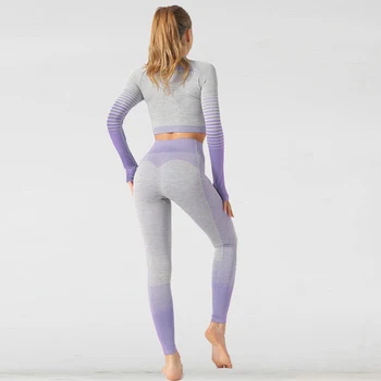 Femei Yoga Set de Funcționare fără Sudură Sport Jambiere + top Sport Costum Sport de Talie Mare de Fitness Legging Antrenament Yoga Costum AJISSI