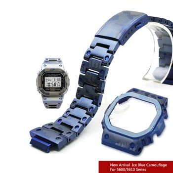 Noi Gheață Albastru Camuflaj Watchbands și Rama De 5600 GWM5610 GW5000 Otel Inoxidabil 316L Curea de Ceas și se Acoperă Cu Instrumente