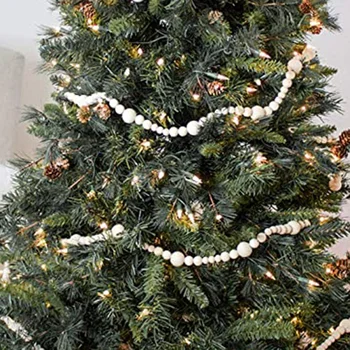 7Ft din Lemn cu Margele Ghirlanda Fermă Acasă Decor Rustic Natural de Vacanță de Crăciun Ghirlanda Boho Decoratiuni