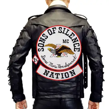 Mari FIII DE TĂCERE NAȚIUNE eagle 1% MC Brodate motociclist Patch-uri pentru blugi sacou Haine