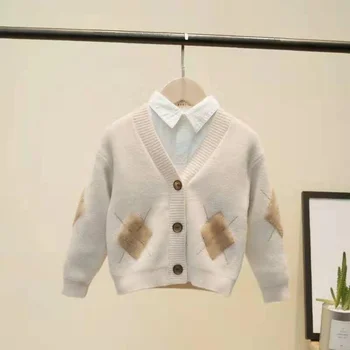 INS FIERBINTE baieti Cardigan 1-9 ani celebritate online pentru copii pulover model de Diamant haine băiat copil pulover